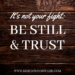 Its not your fight: Be still and trust